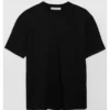 Grimelange Solo Erkek %100 Organik Pamuklu Kalın Dokulu Comfort Fit Bisiklet Yakalı Siyah T-shirt