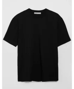 Grimelange Solo Erkek %100 Organik Pamuklu Kalın Dokulu Comfort Fit Bisiklet Yakalı Siyah T-shirt